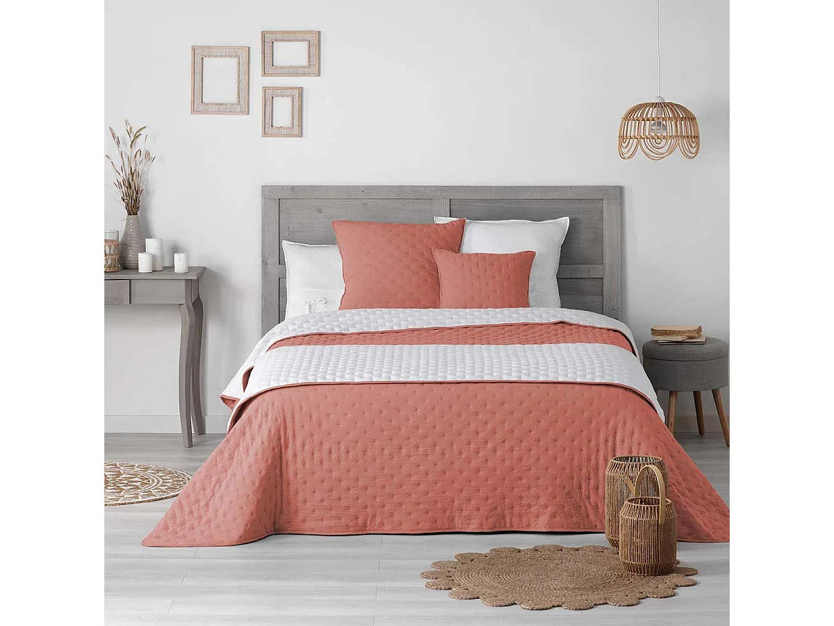 Housse de Coussin "Mellow" 40x40cm Terracotta & Blanc