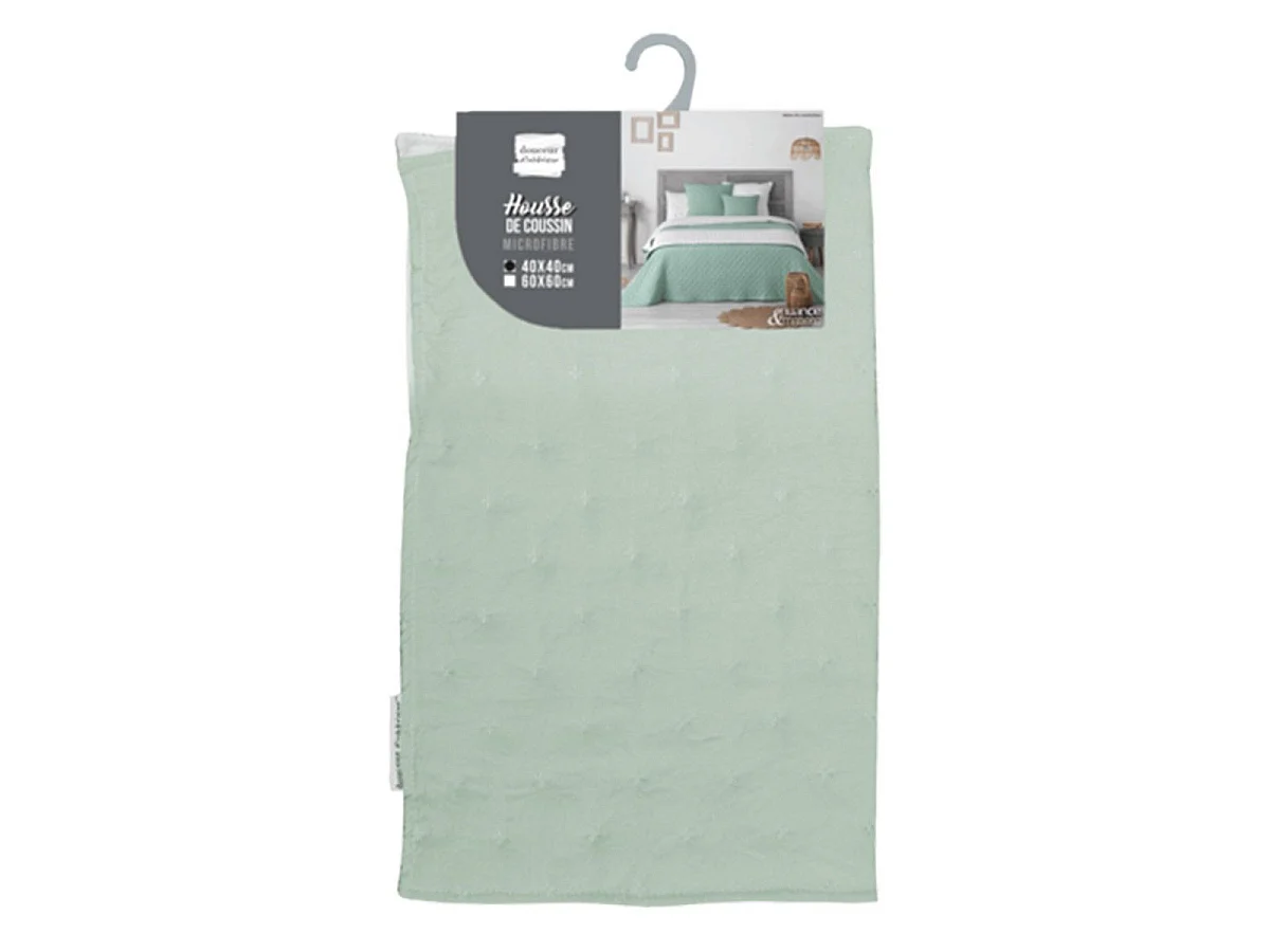 Housse de Coussin "Mellow" 40x40cm Menthe & Blanc