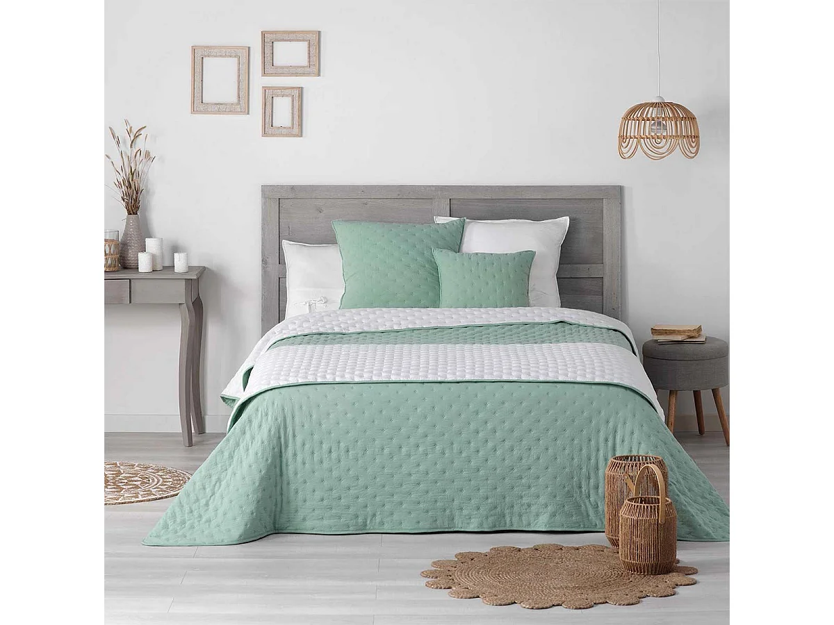 Housse de Coussin "Mellow" 40x40cm Menthe & Blanc