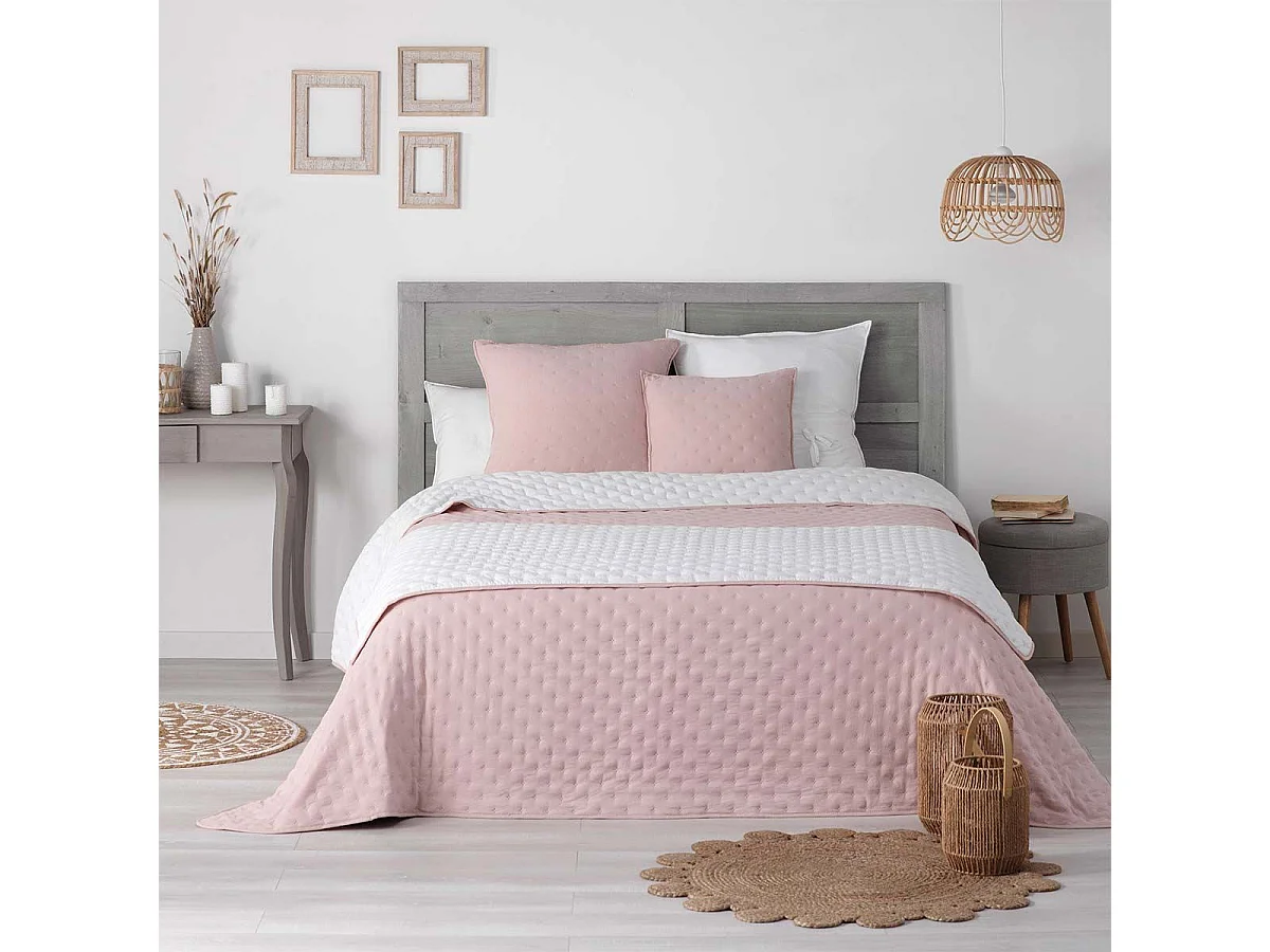 Housse de Coussin "Mellow" 60x60cm Rose & Blanc