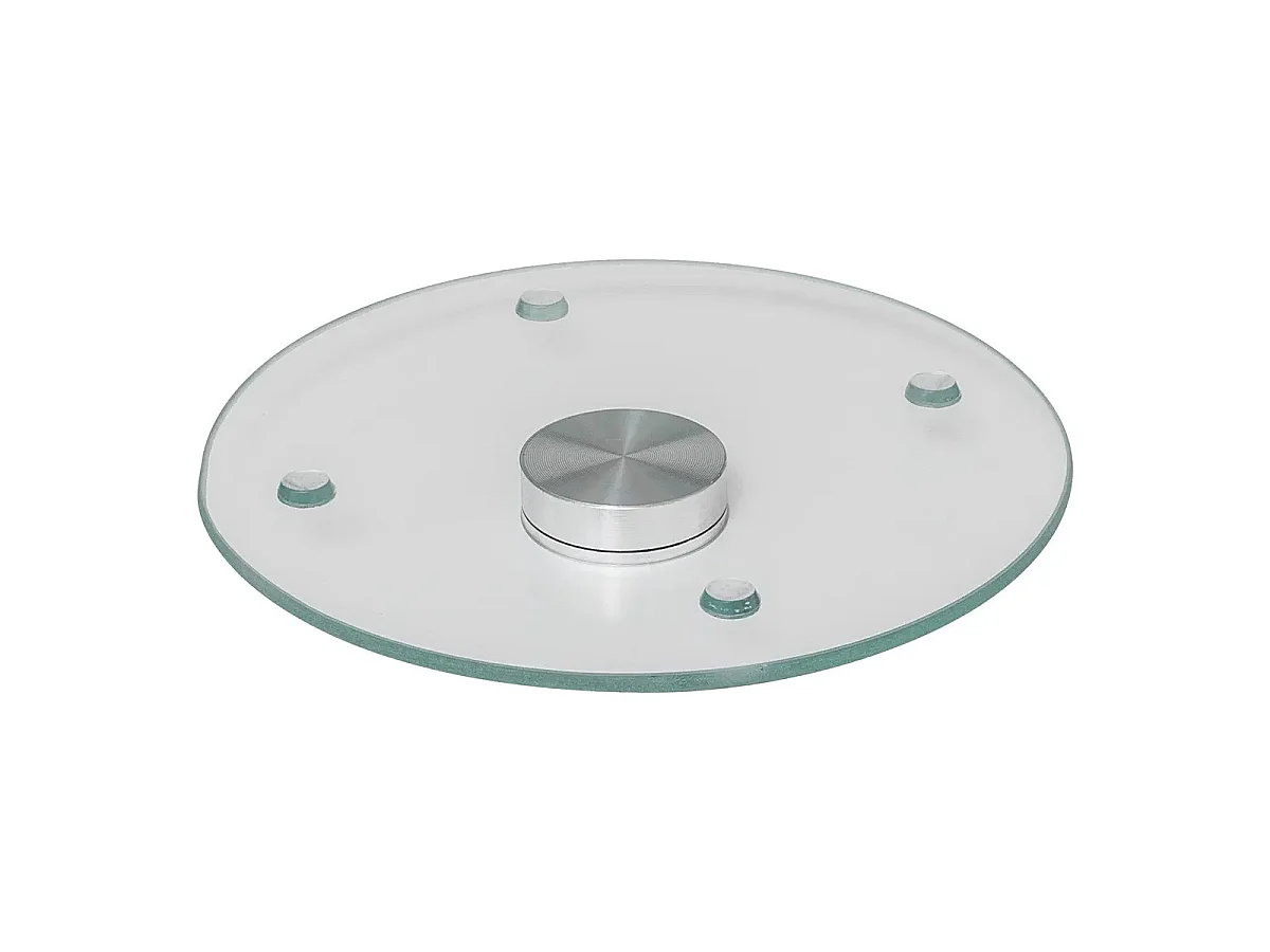 Plateau Tournant en Verre "Effet Marbre" 31cm Blanc