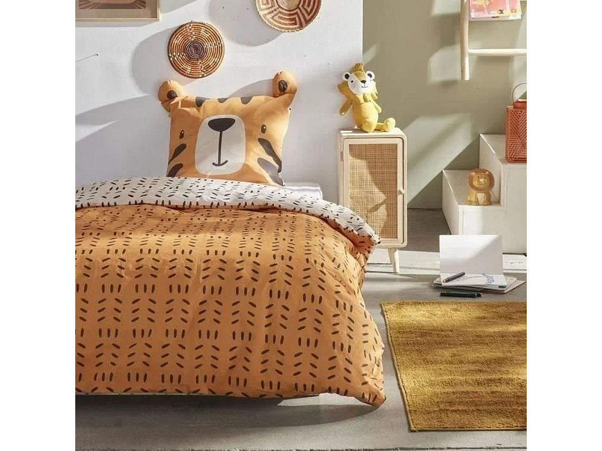 TODAY JUNGLE - Kinderbeddengoedset 140 x 200 cm met Opvouwbare Opbergpoef