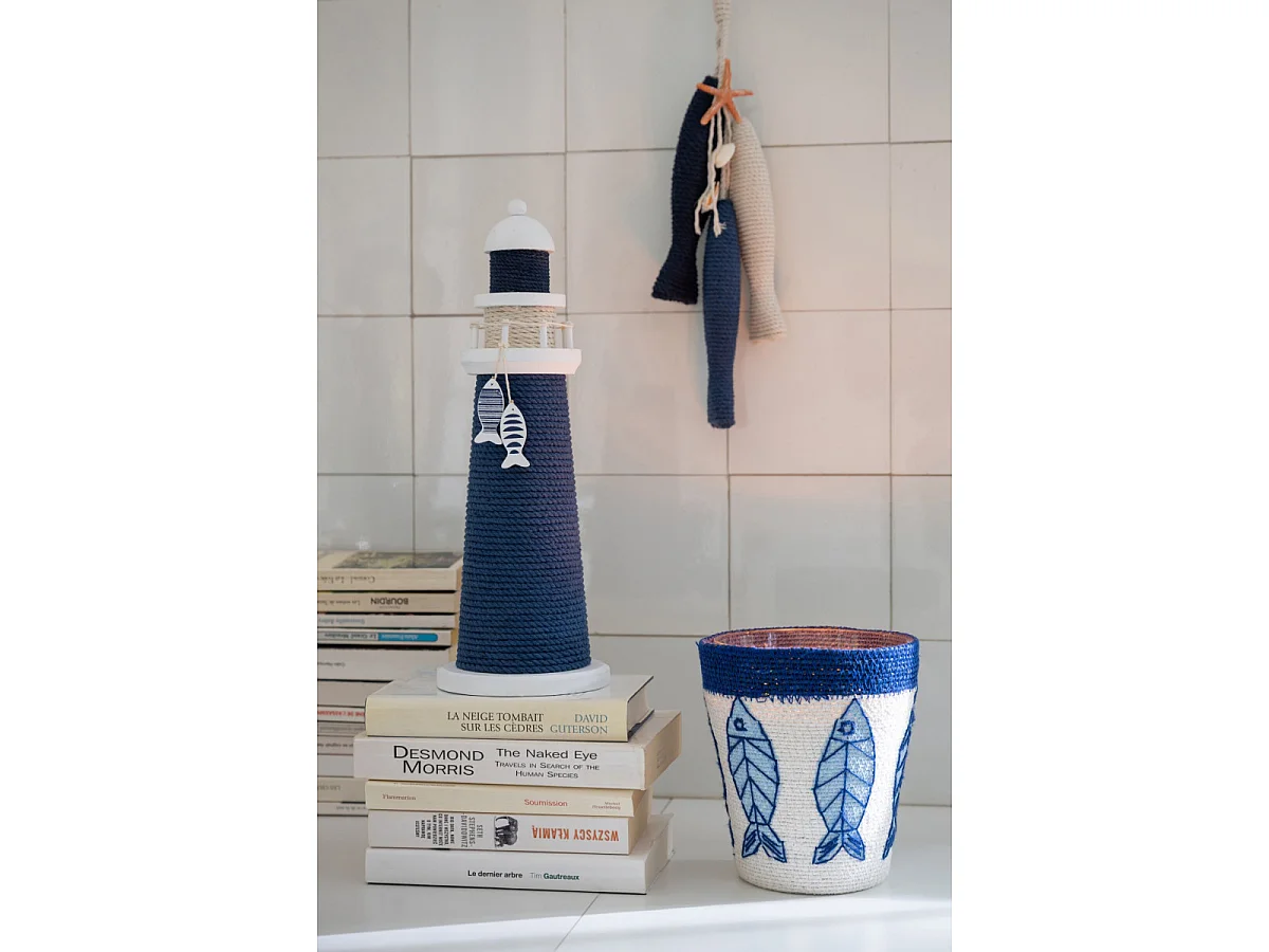Suspension Déco Poissons en Corde "Maria" 55cm Bleu