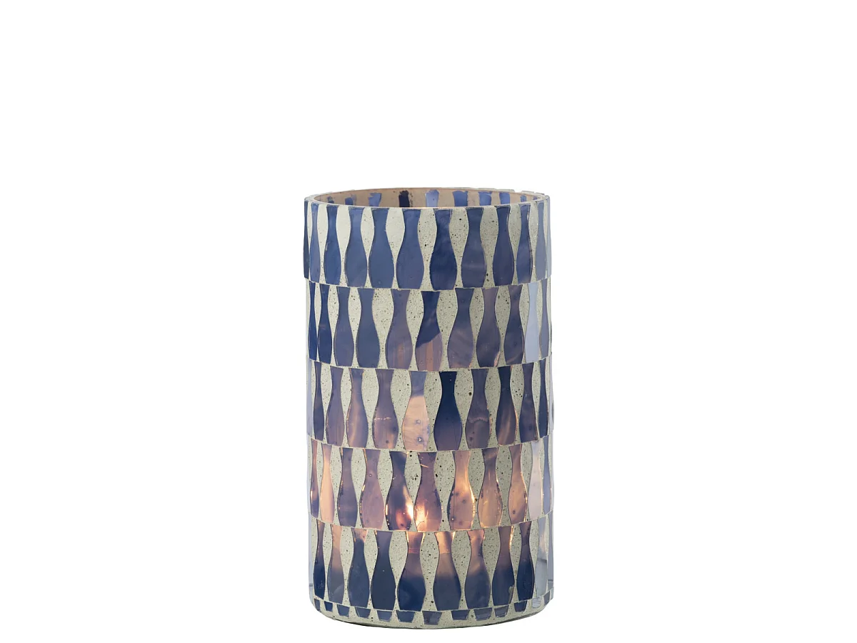 Photophore Déco en Verre "Santorin" 18cm Bleu