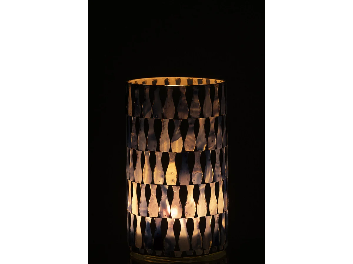 Photophore Déco en Verre "Santorin" 18cm Bleu