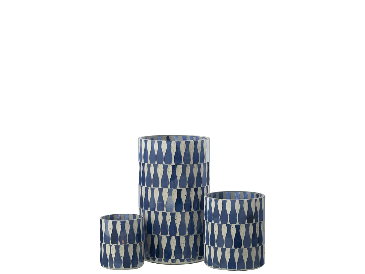 Photophore Déco en Verre "Santorin" 18cm Bleu