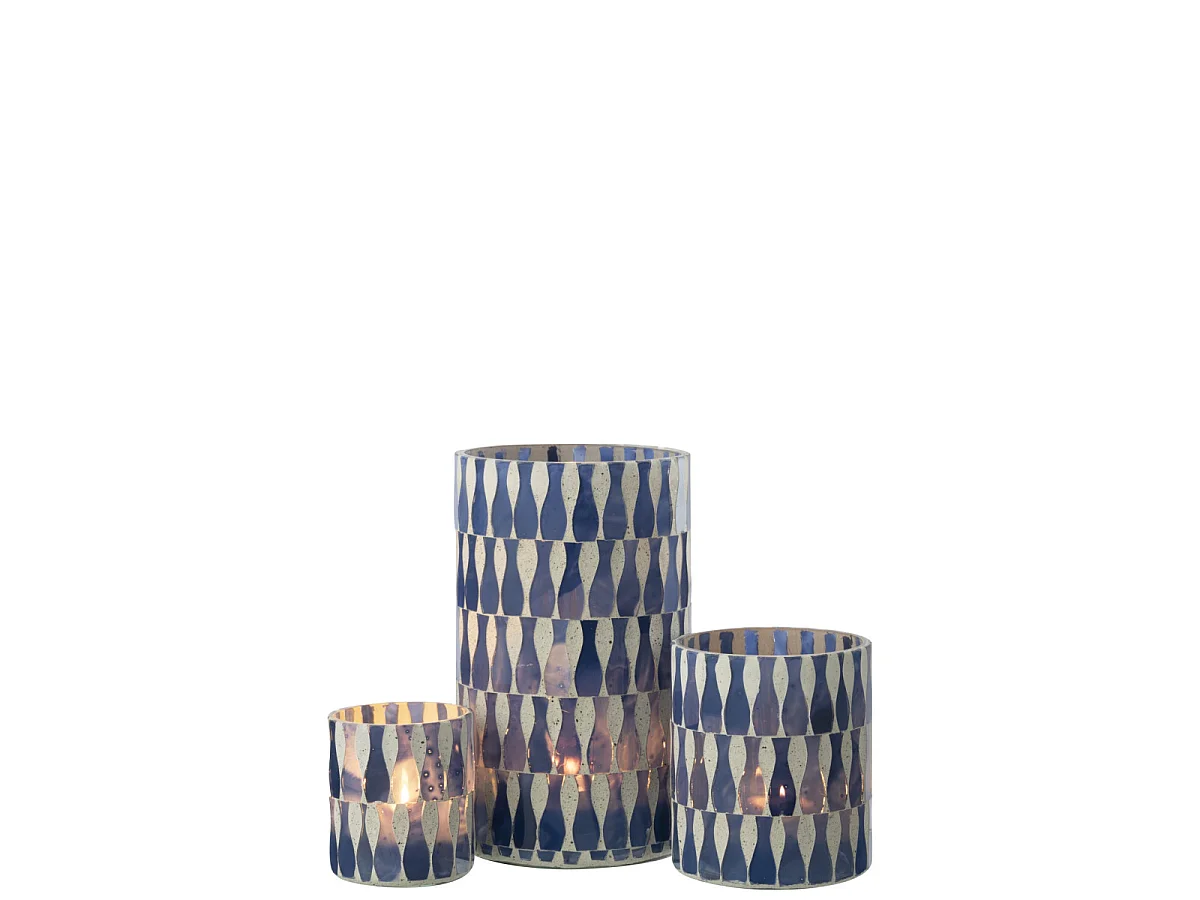 Photophore Déco en Verre "Santorin" 18cm Bleu