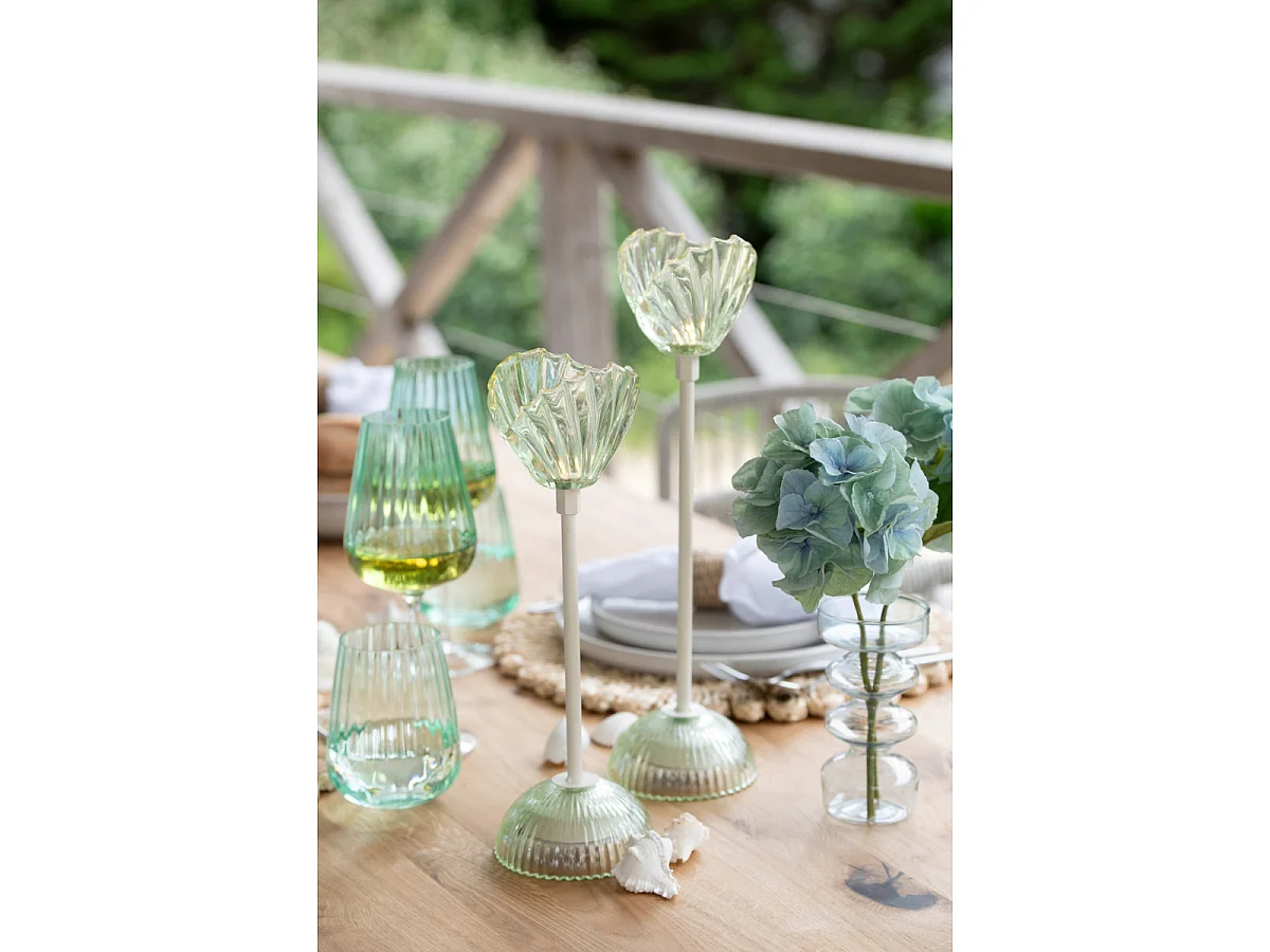 Lampe à Poser LED Coquillage "Conchiglia" 37cm Vert Clair