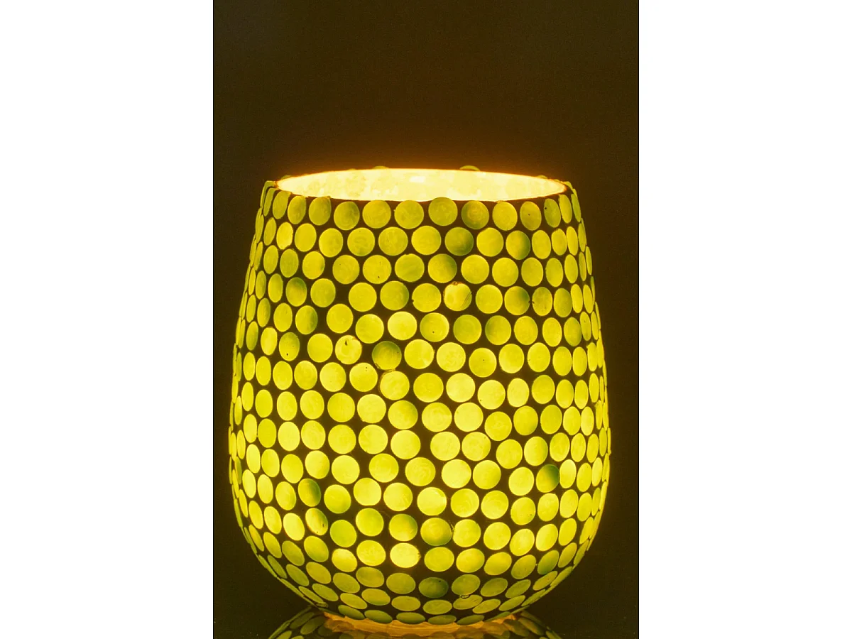 Photophore Mosaïque en Verre "Burl" 12cm Vert