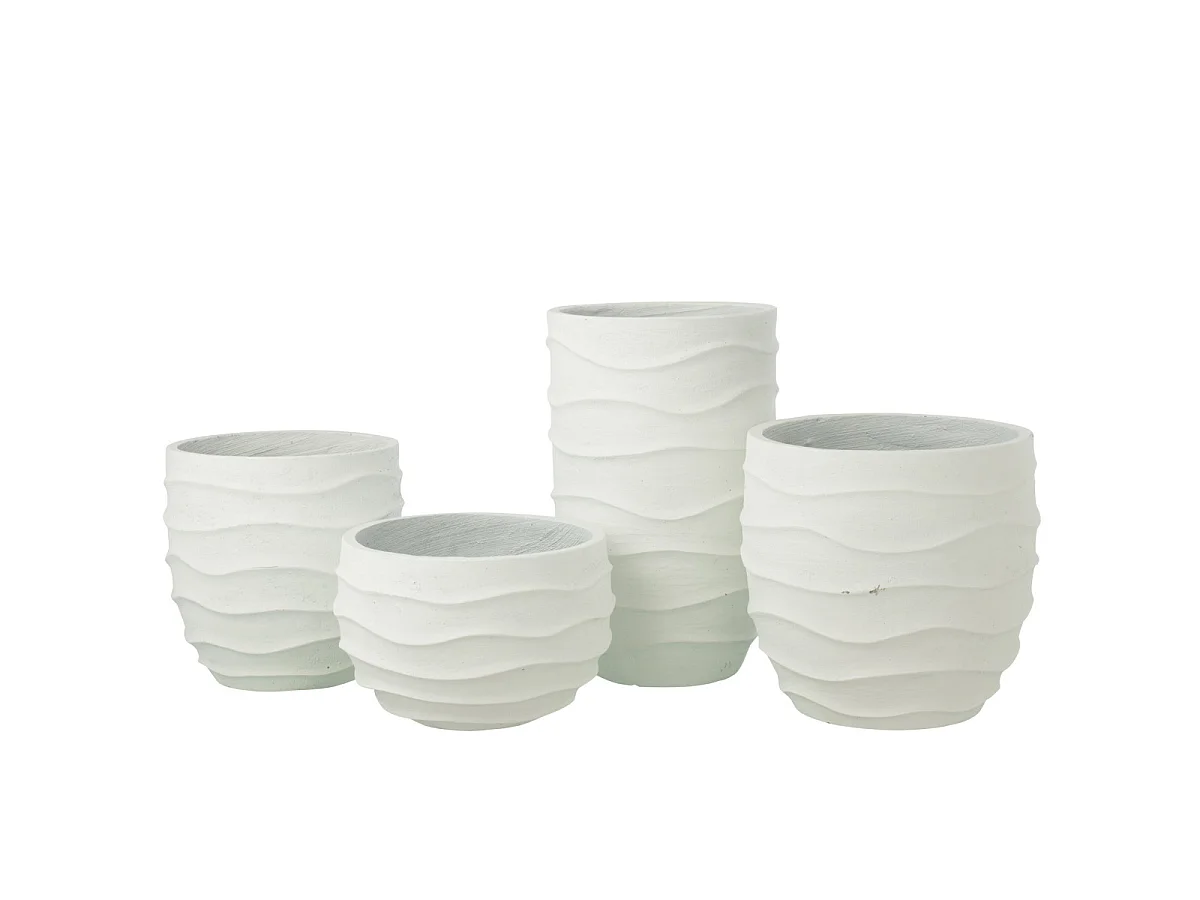 Cache-Pot Déco en Ciment "Roca" 40cm Blanc