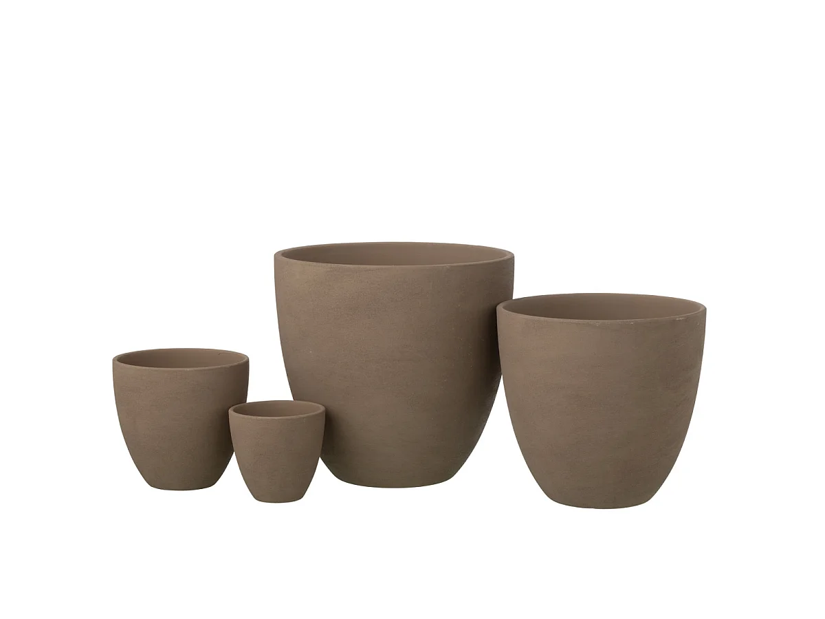 Cache-Pot Rond en Céramique "Terra" 36cm Taupe