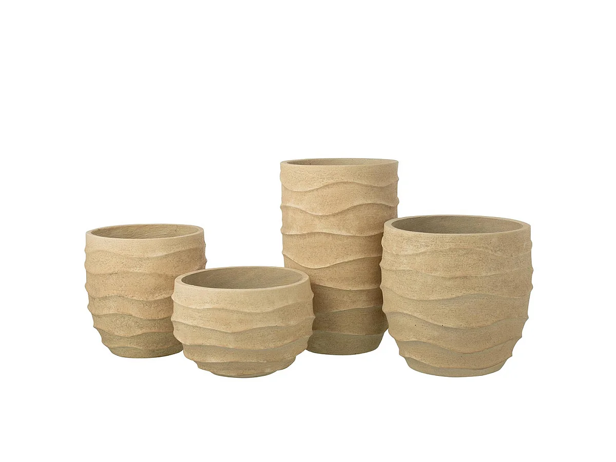 Cache-Pot Déco en Ciment "Roca" 34cm Beige