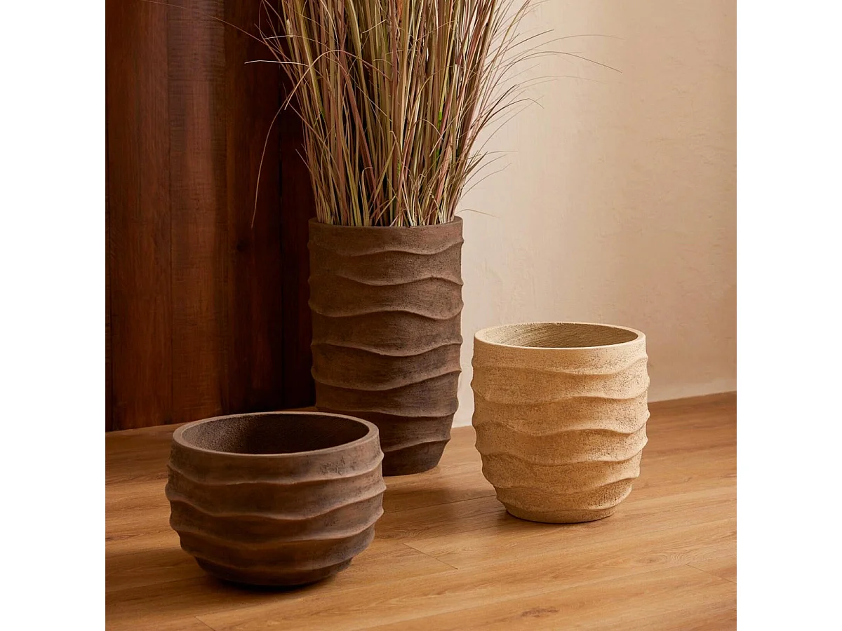 Cache-Pot Déco en Ciment "Roca" 53cm Marron