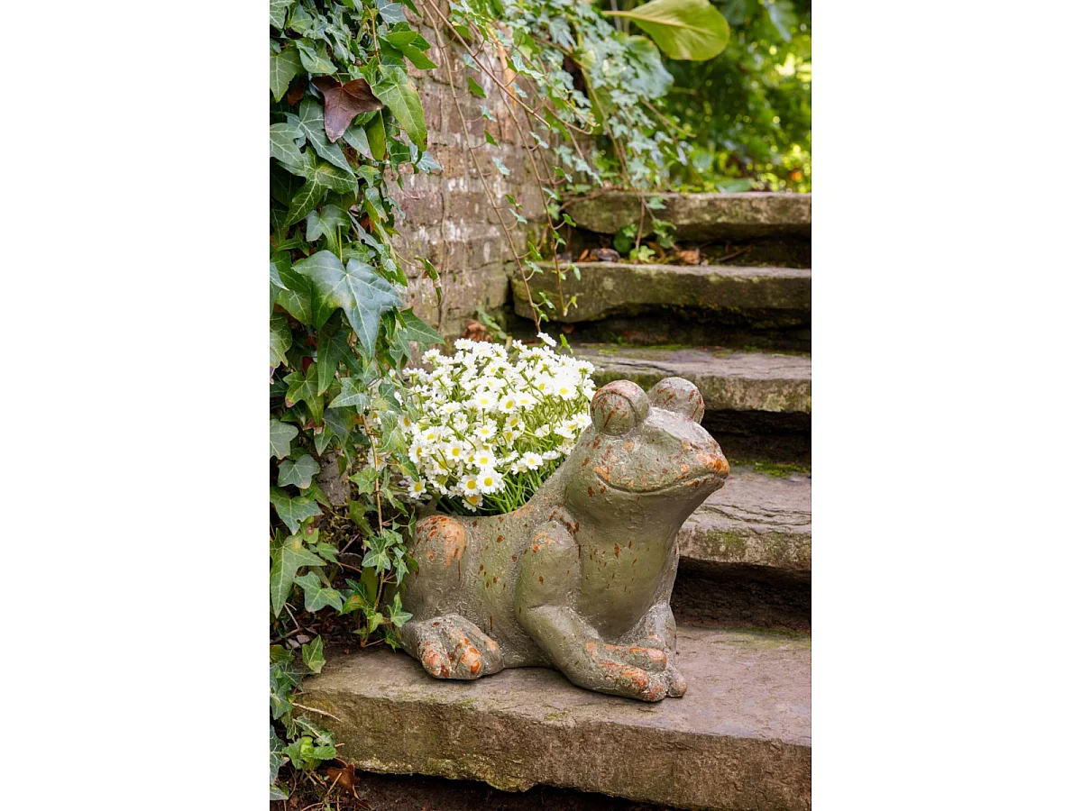 Cache-Pot Grenouille Extérieur "Antik" 35cm Vert Foncé