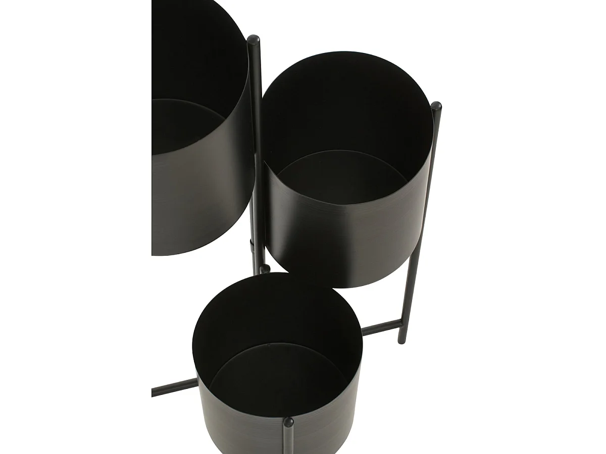 Support 3 Cache-Pots en Métal "Trio" 75cm Noir