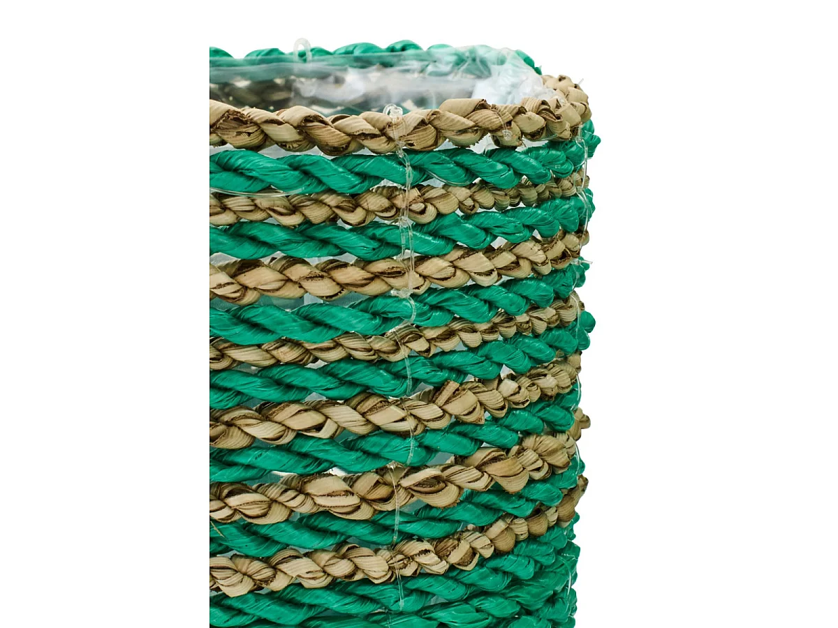Lot de 3 Cache-Pots en Raphia "Van" 20cm Vert Foncé