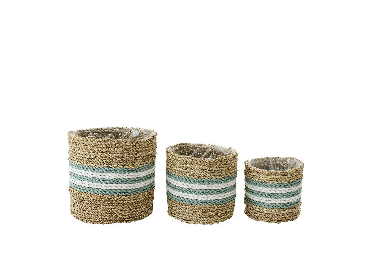 Lot de 3 Cache-Pots Tressés "Van" 20cm Naturel
