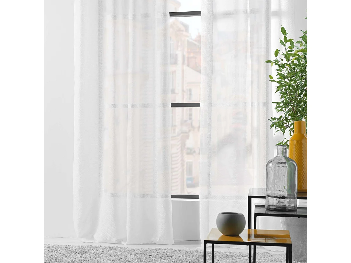Rideau Voilage Jacquard "Ophelia" 140x240cm Blanc