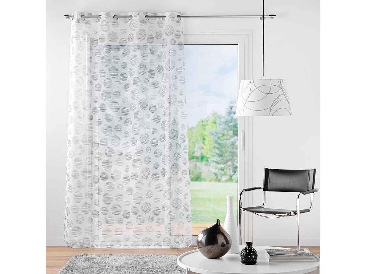 Rideau Voilage à Œillets "Lunile" 137x240cm Gris