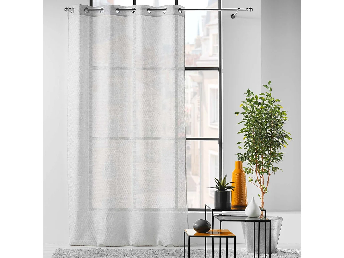 Rideau Voilage Jacquard "Ophelia" 140x240cm Gris