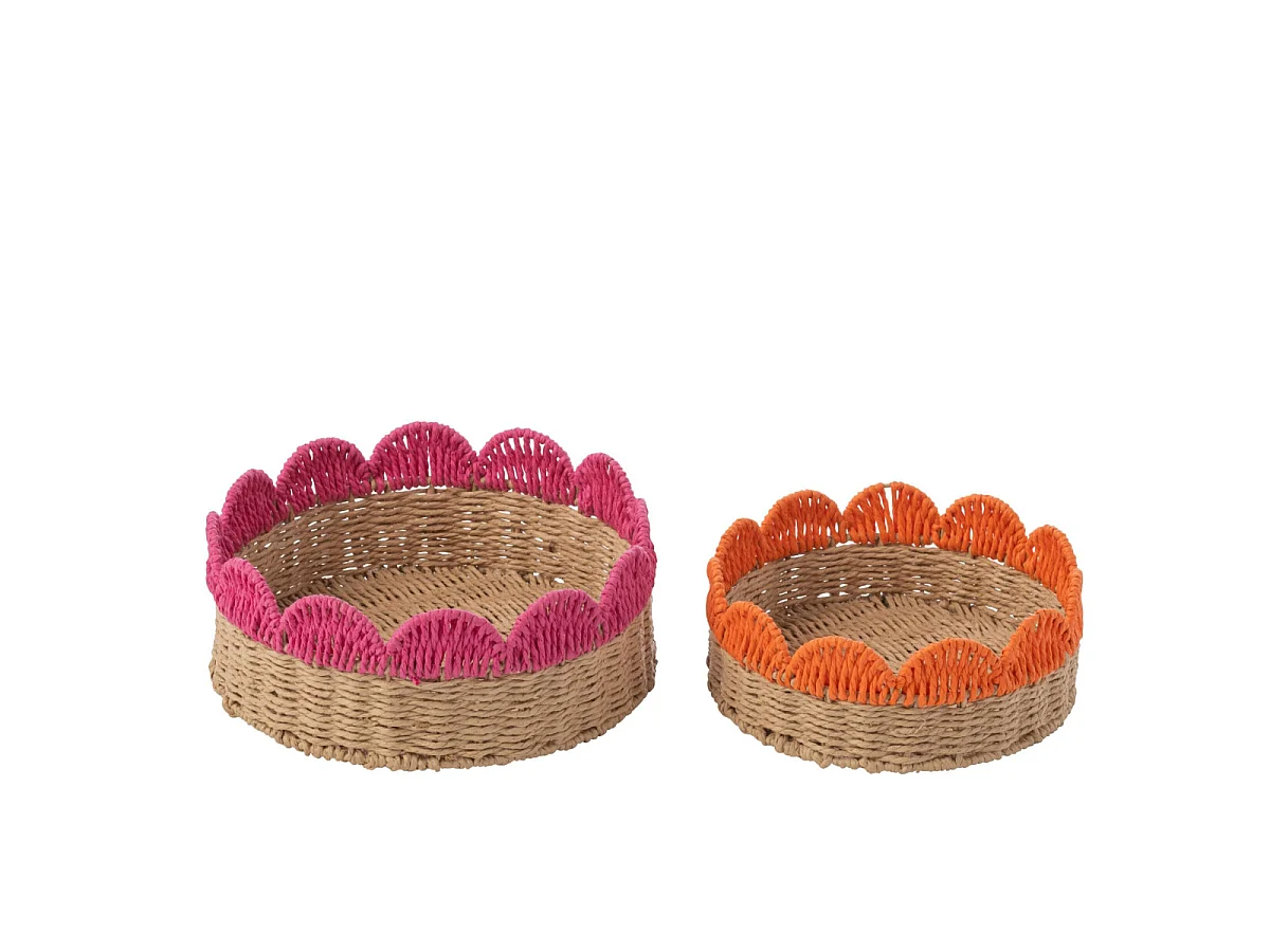 Lot de 2 Plateaux Déco "Feston" 30cm Naturel