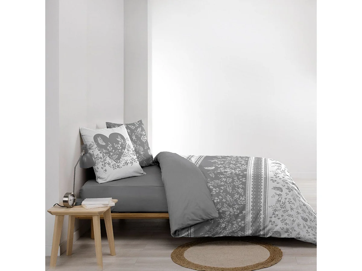 Parure de Lit 3 Pièces "Annie" 240x220cm Gris