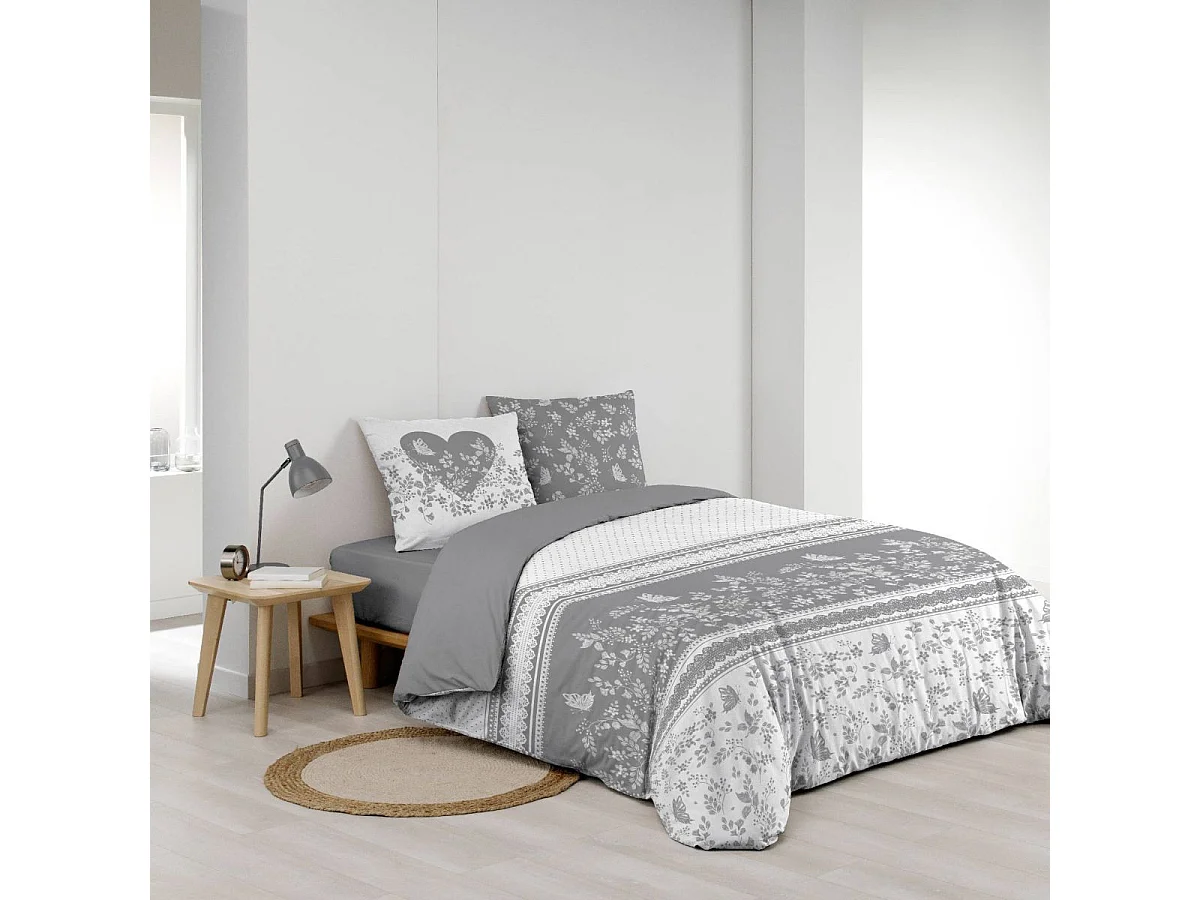 Parure de Lit 3 Pièces "Annie" 200x200cm Gris