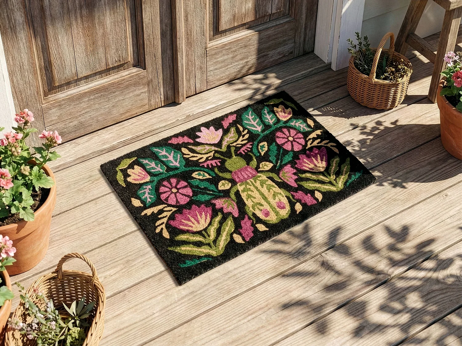 Paillasson SELAWIK Multicolore 50 x 80 cm Fleur Fibre de coco