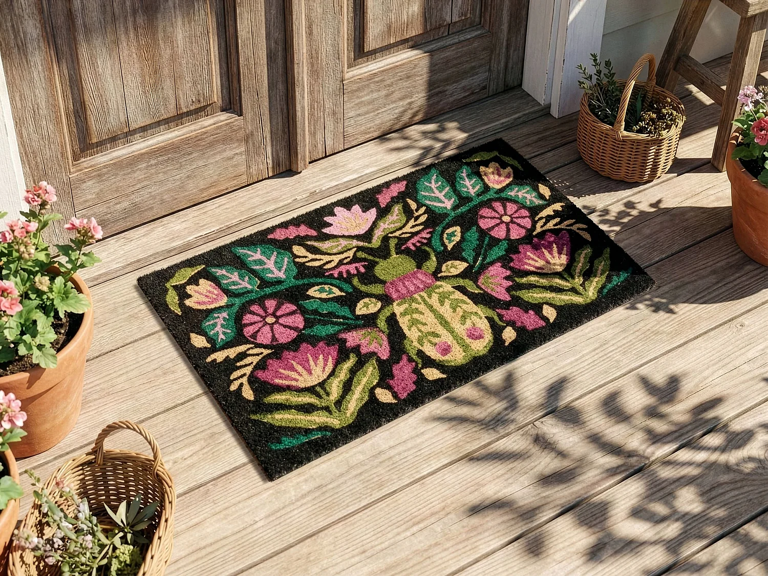Paillasson SELAWIK Multicolore 45 x 75 cm Fleur Fibre de coco