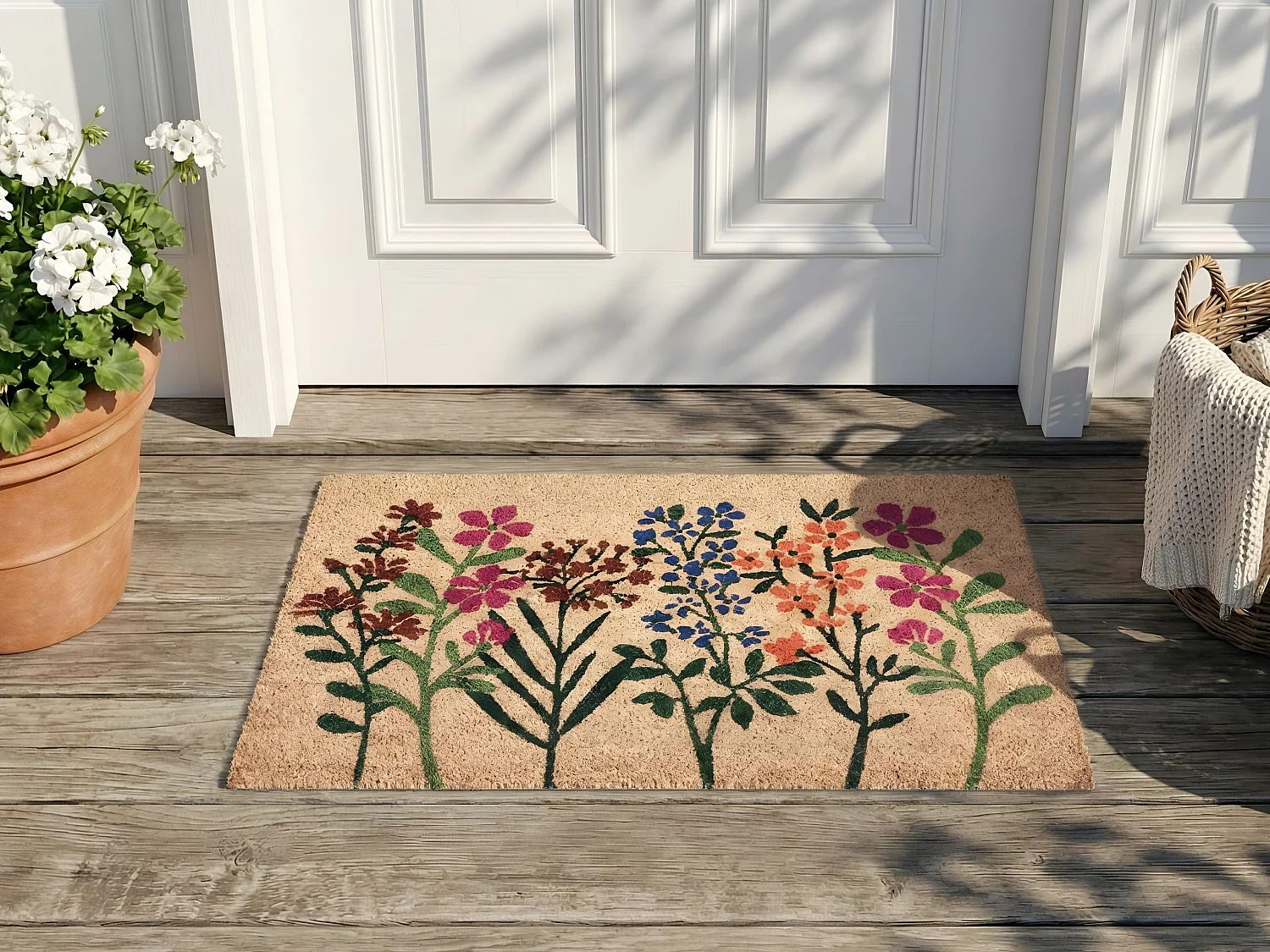 Paillasson TEKKONA Naturel 45 x 75 cm Fleur Fibre de coco