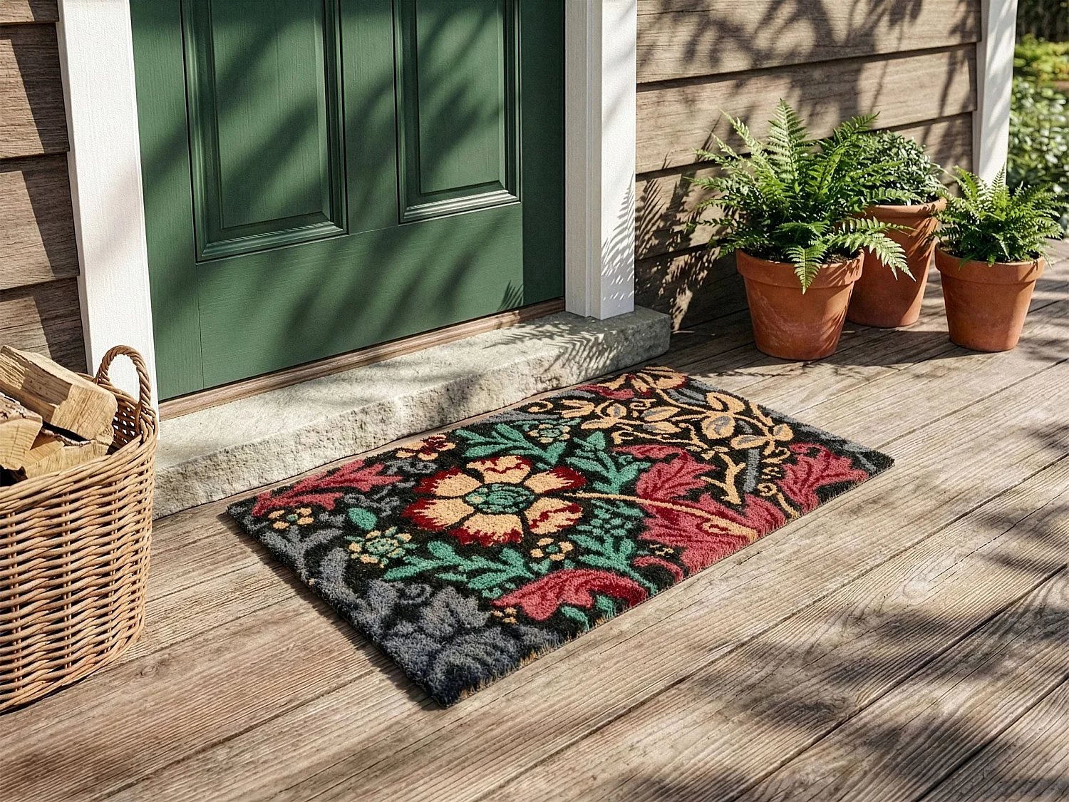 Paillasson ILLIAMNA Multicolore 45 x 75 cm Fleur Fibre de coco