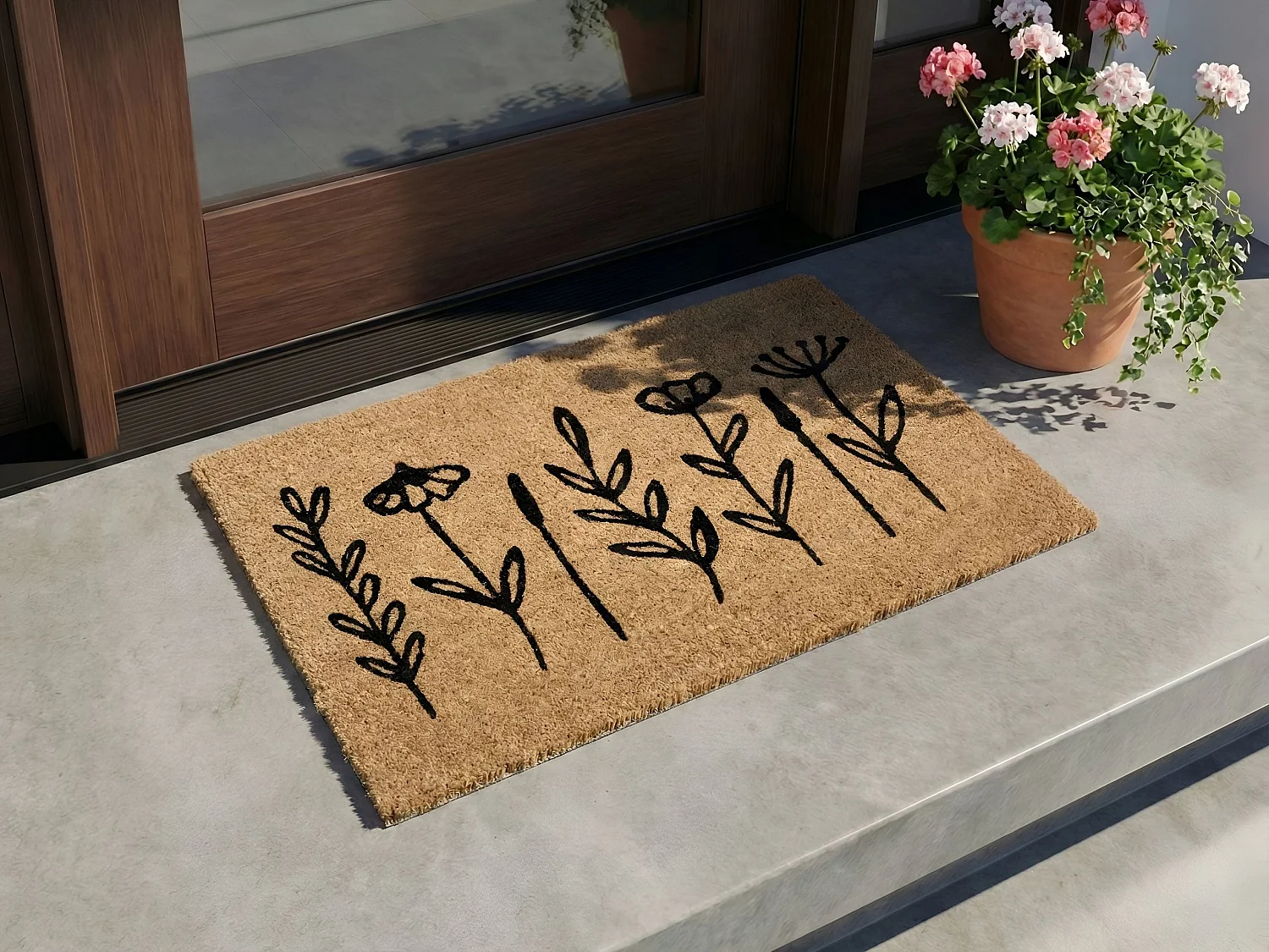 Paillasson AGIAK Naturel 50 x 80 cm Fleur Fibre de coco