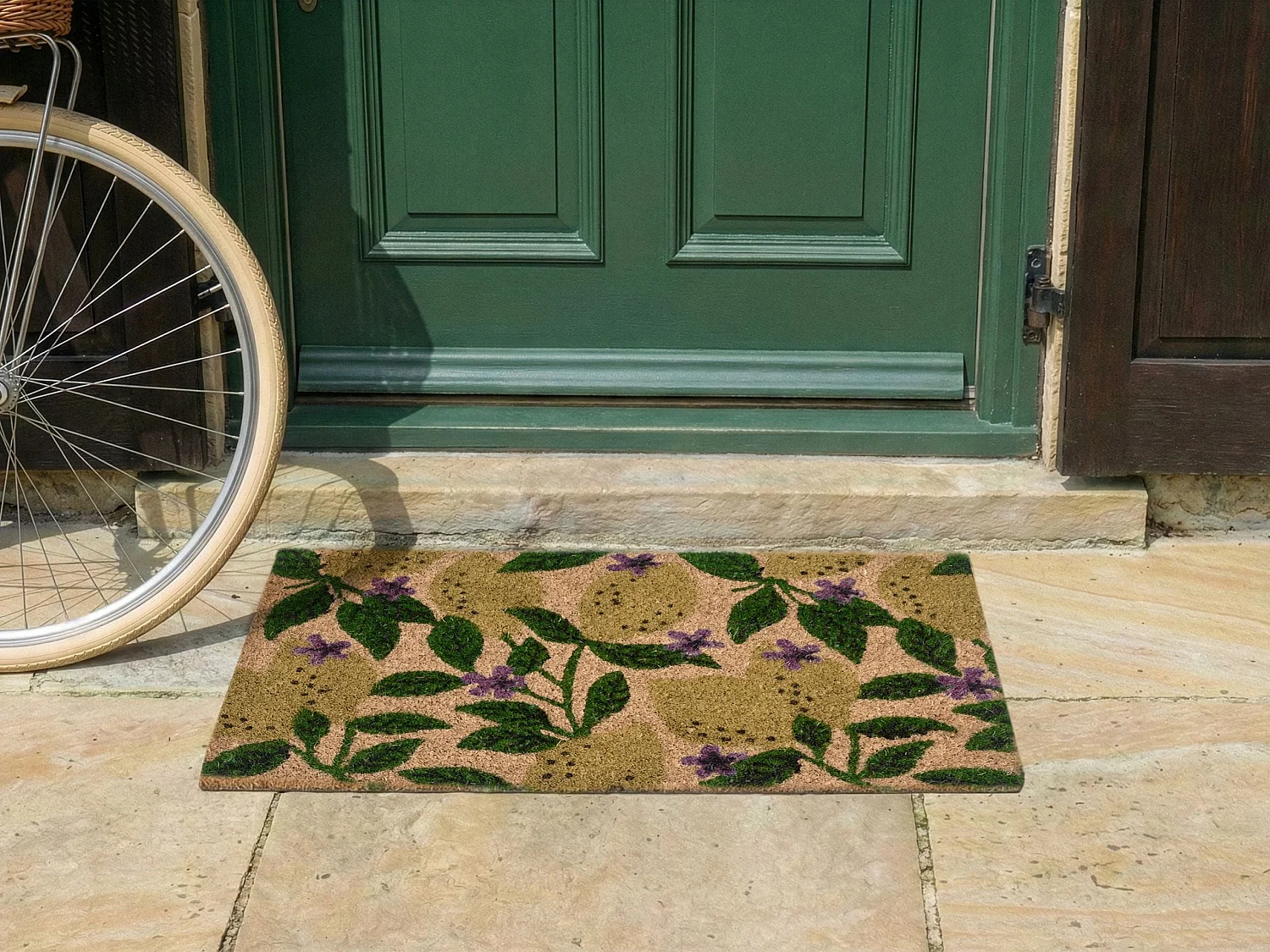 Paillasson TAZLINA Multicolore 45 x 75 cm Citron Fibre de coco