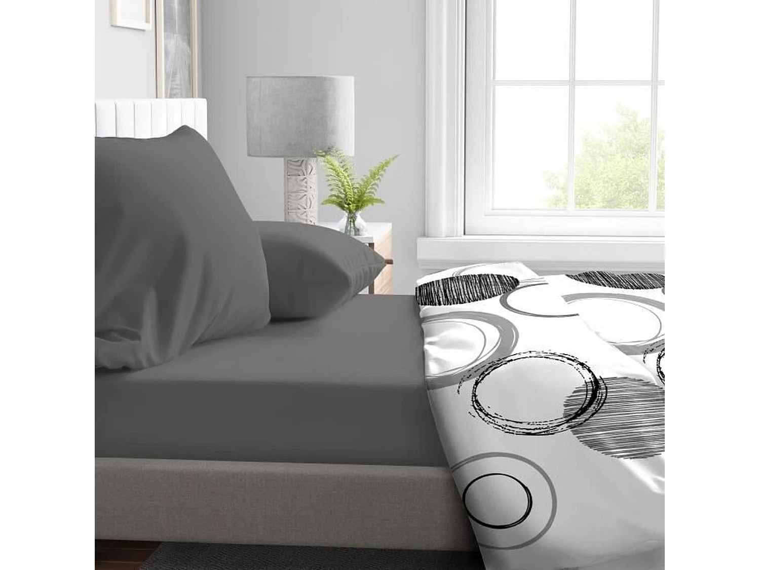 Microfiber Hoeslaken 180x200 cm - Antraciet Grijs - Lichtgewicht - HOME LINGE PASSION HP71774