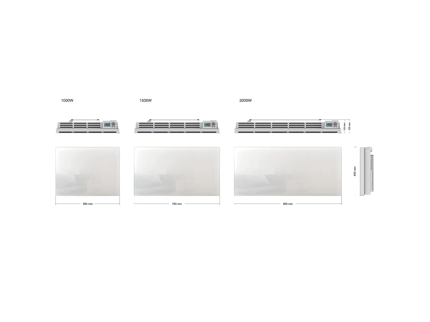 Radiateur électrique céramique GLASS blanc 1500W