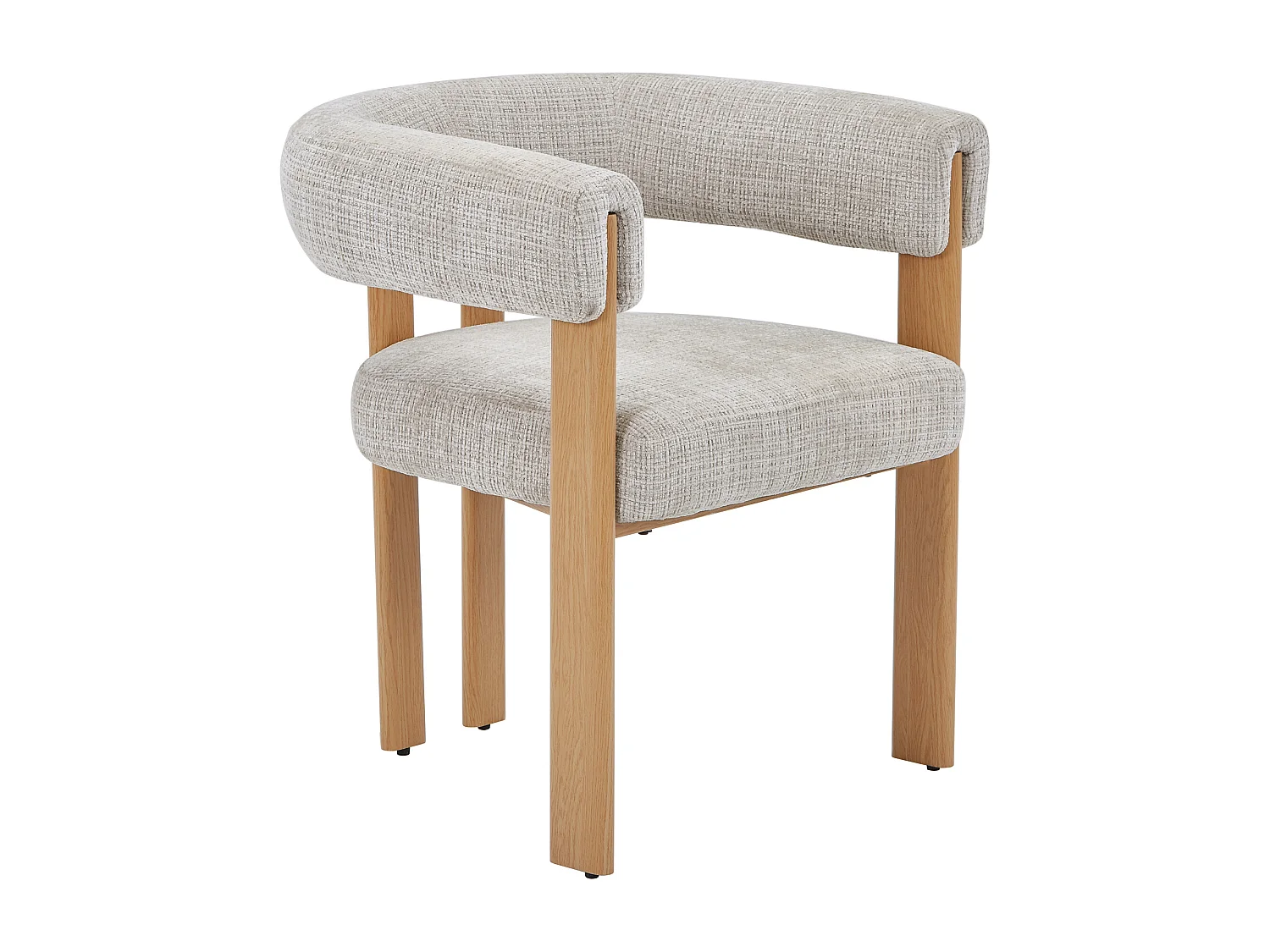 Lot de 6 chaises en tissu texturé et métal effet bois - Beige et naturel clair - VOLOSKA