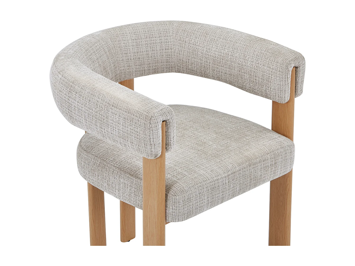 Lot de 6 chaises en tissu texturé et métal effet bois - Beige et naturel clair - VOLOSKA