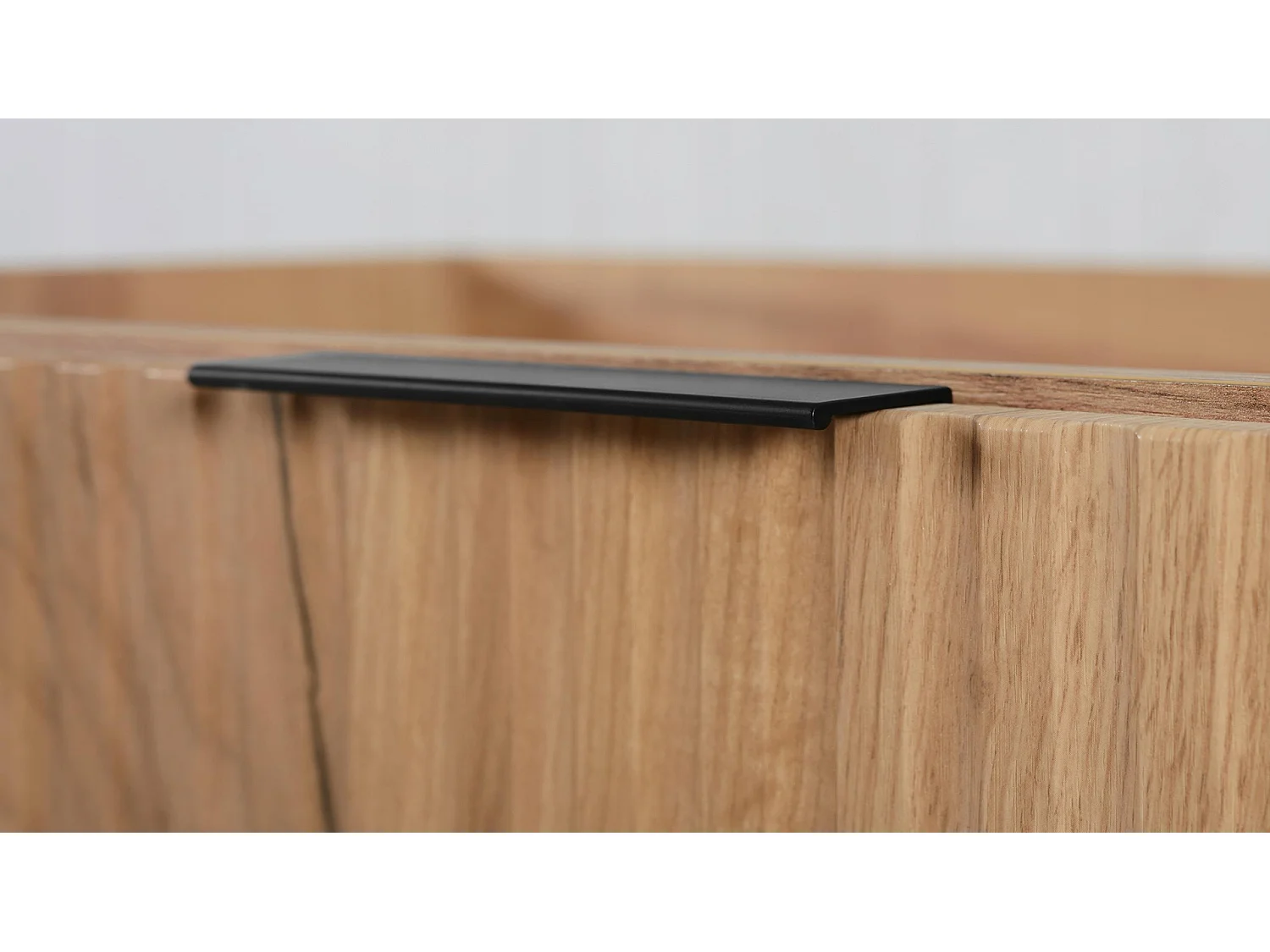 Wastafelmeubel 160cm - Geribbeld Eiken - zwart blad & plank – RODAN