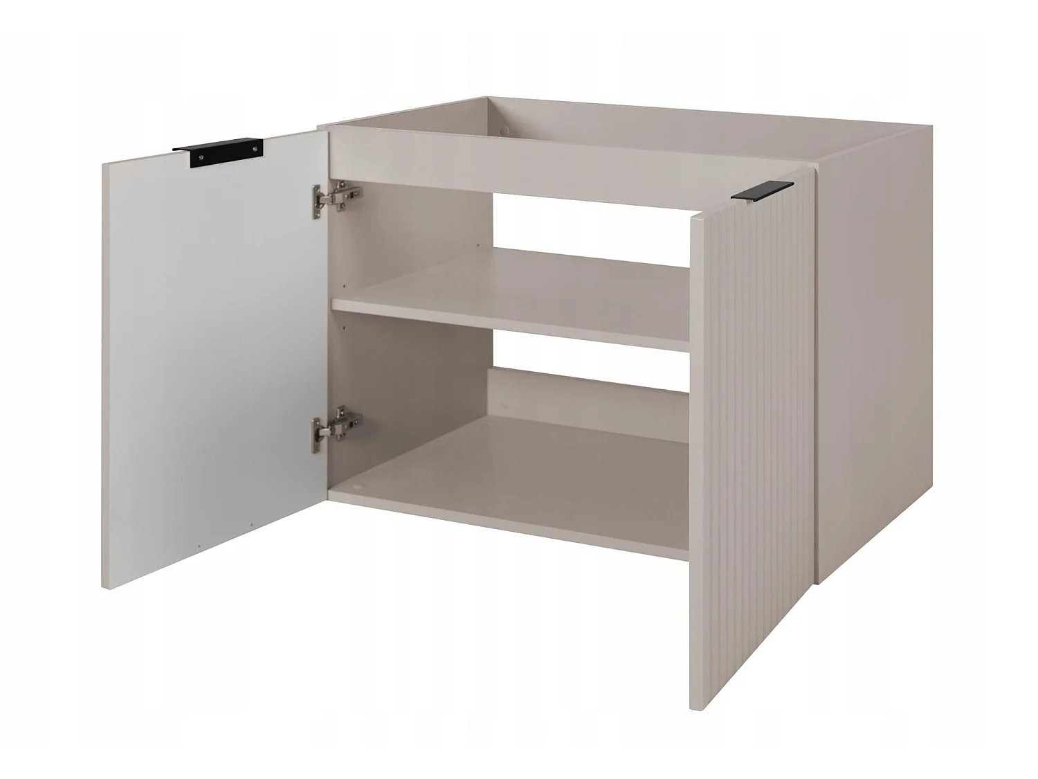 Wastafelmeubel 140cm - Hangend - Geribbeld Kasjmier - wit blad – RODAN
