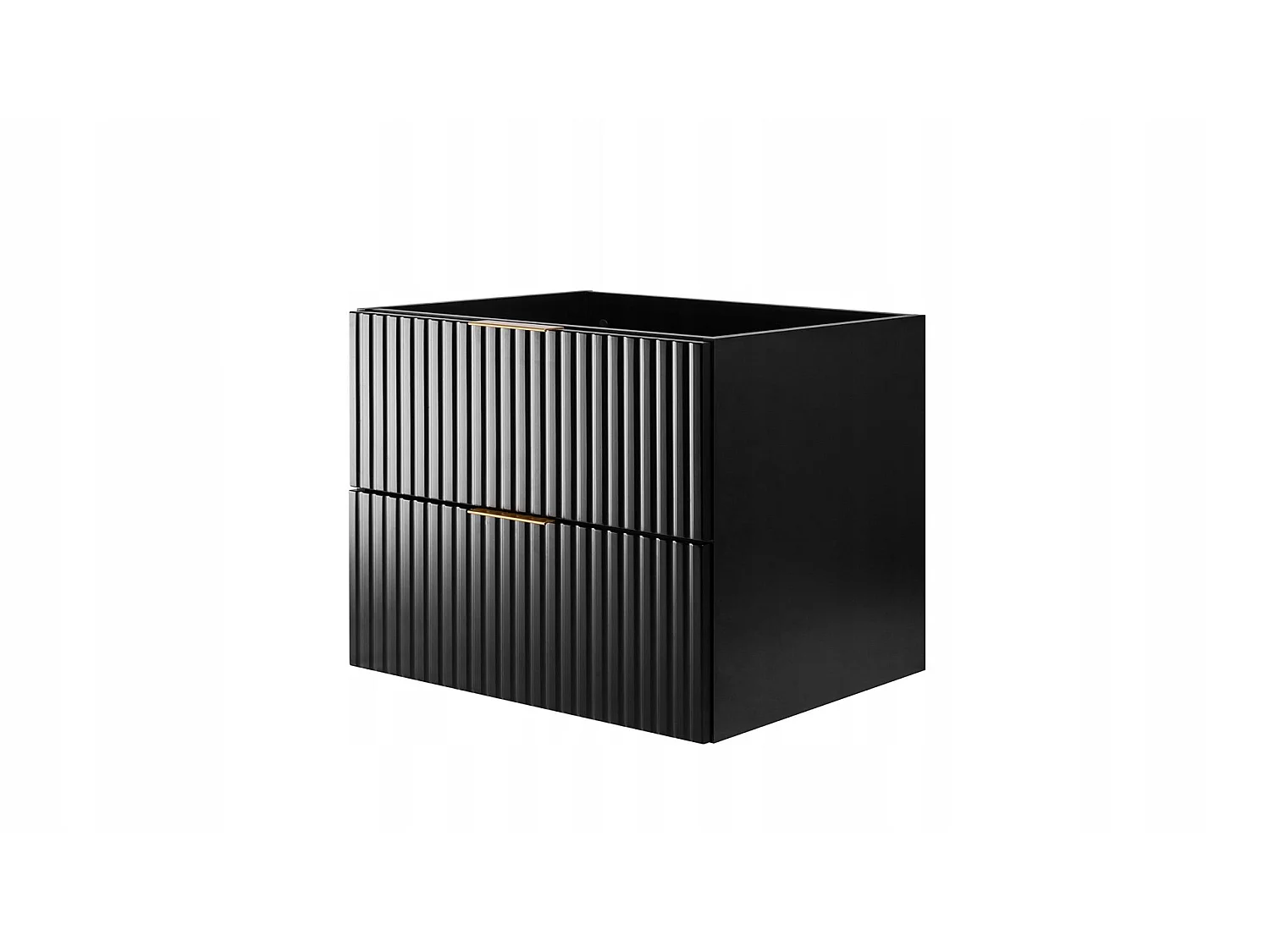 Waschbeckenunterschrank 140cm - Schwarz-Braun - braune Platte - Soft-Close – RODAN