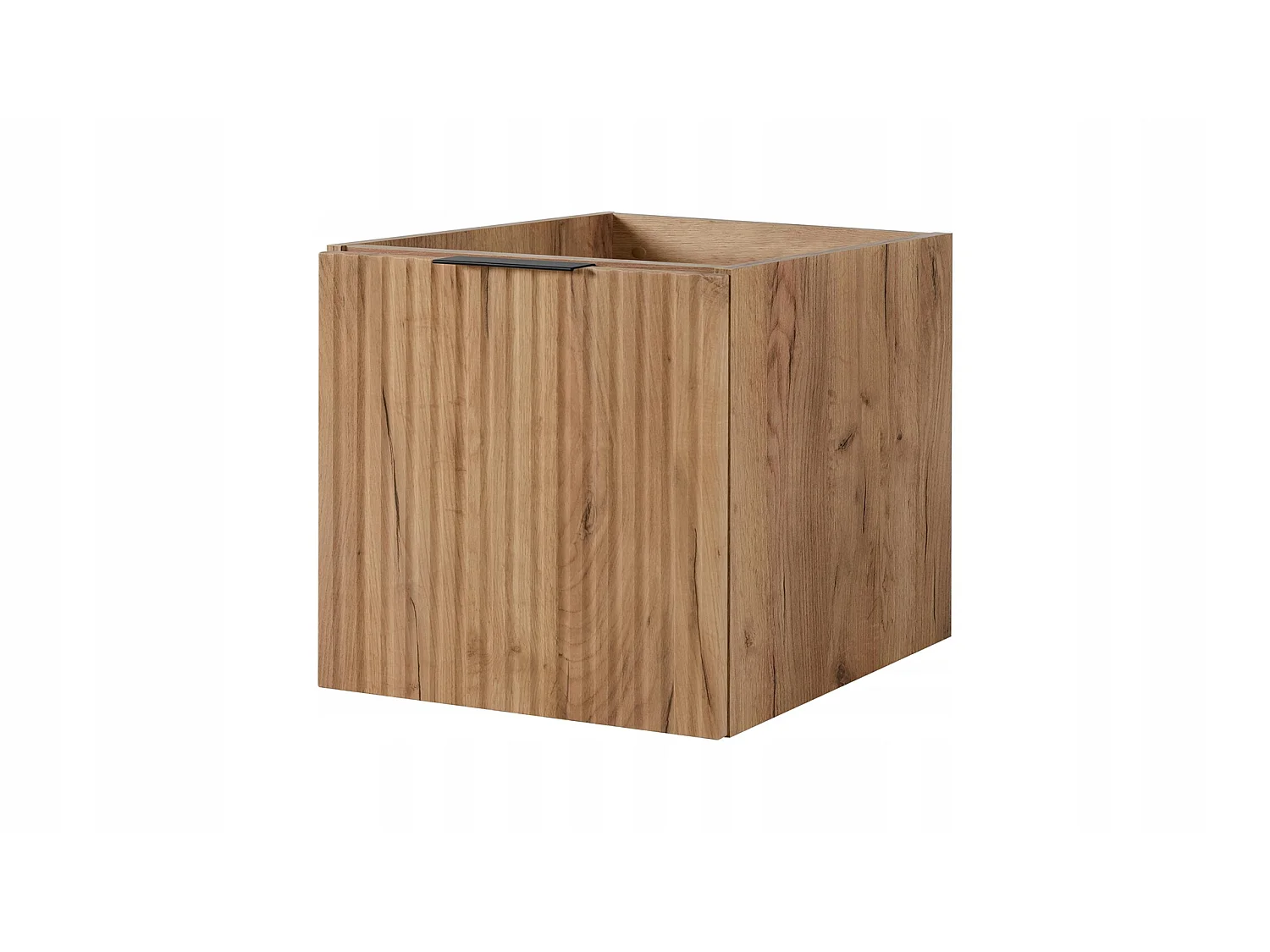 Wastafelmeubel 100cm - Hangend - Geribbeld Bruin - zwart blad – RODAN