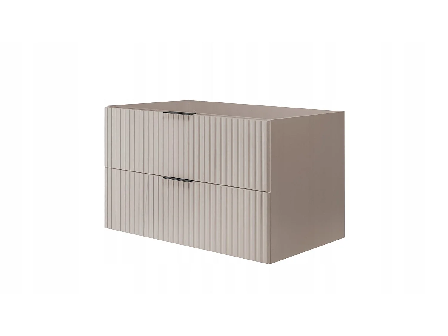 Waschbeckenunterschrank 160cm - Hängend - Geriffelt Kaschmir mit Platte - 3 Griffe – RODAN
