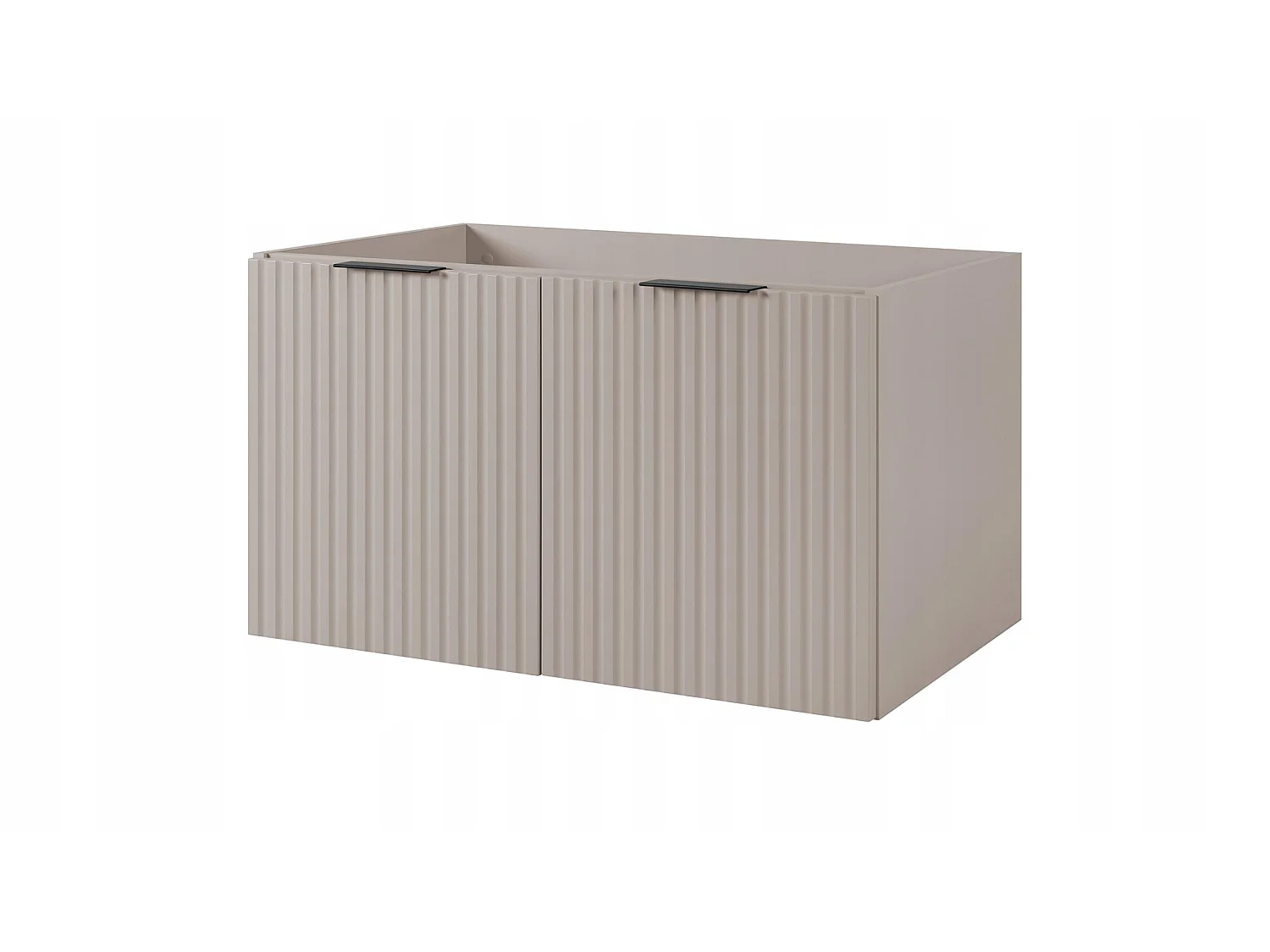 Waschbeckenunterschrank 160cm - Hängend - Geriffelt Kaschmir mit Platte - 3 Griffe – RODAN