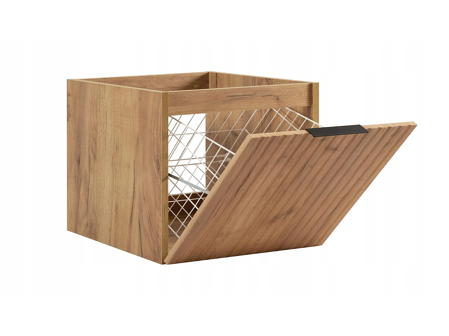 Waschbeckenunterschrank 100cm - mit Platte & Wäschekorb - Schwarz-Braun – RODAN