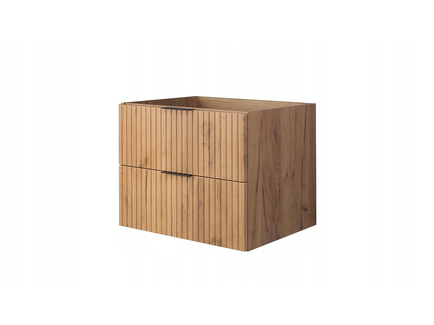Waschbeckenunterschrank 140cm - Geriffelt Braun - mit Platte & Regal - Soft-Close – RODAN