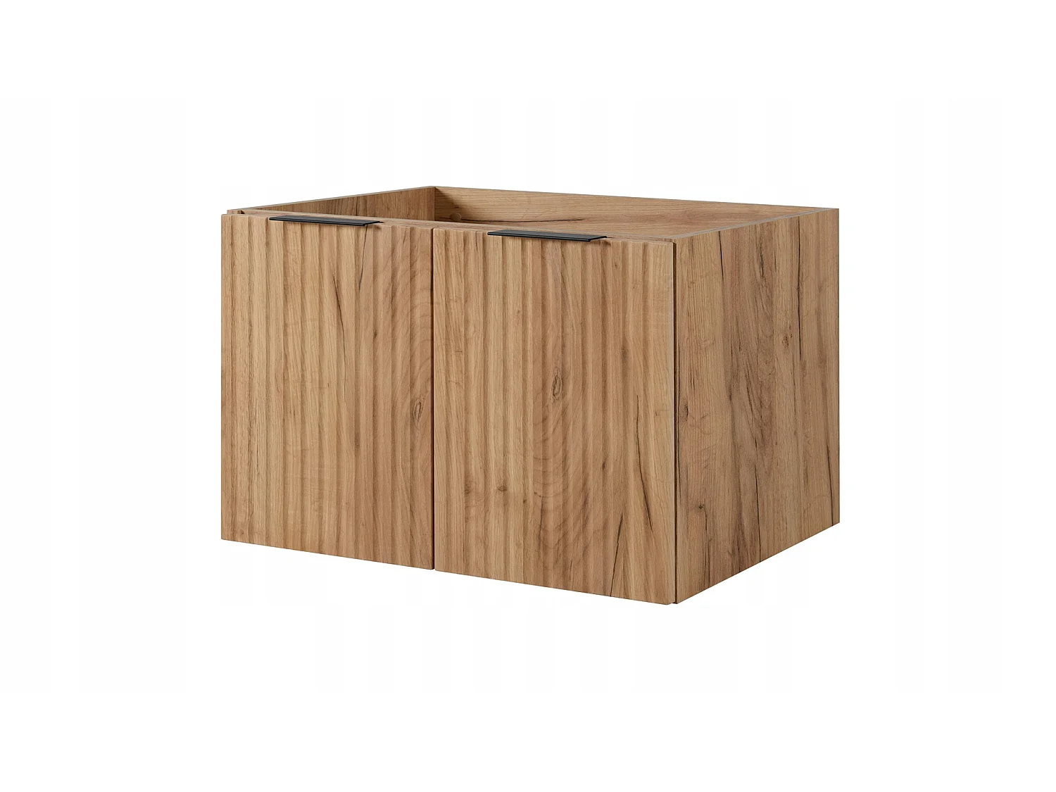 Waschbeckenunterschrank 140cm - Geriffelt Braun - mit Platte & Regal - Soft-Close – RODAN