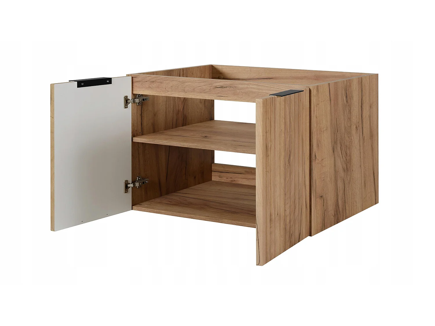 Waschbeckenunterschrank 140cm - Geriffelt Braun - mit Platte & Regal - Soft-Close – RODAN