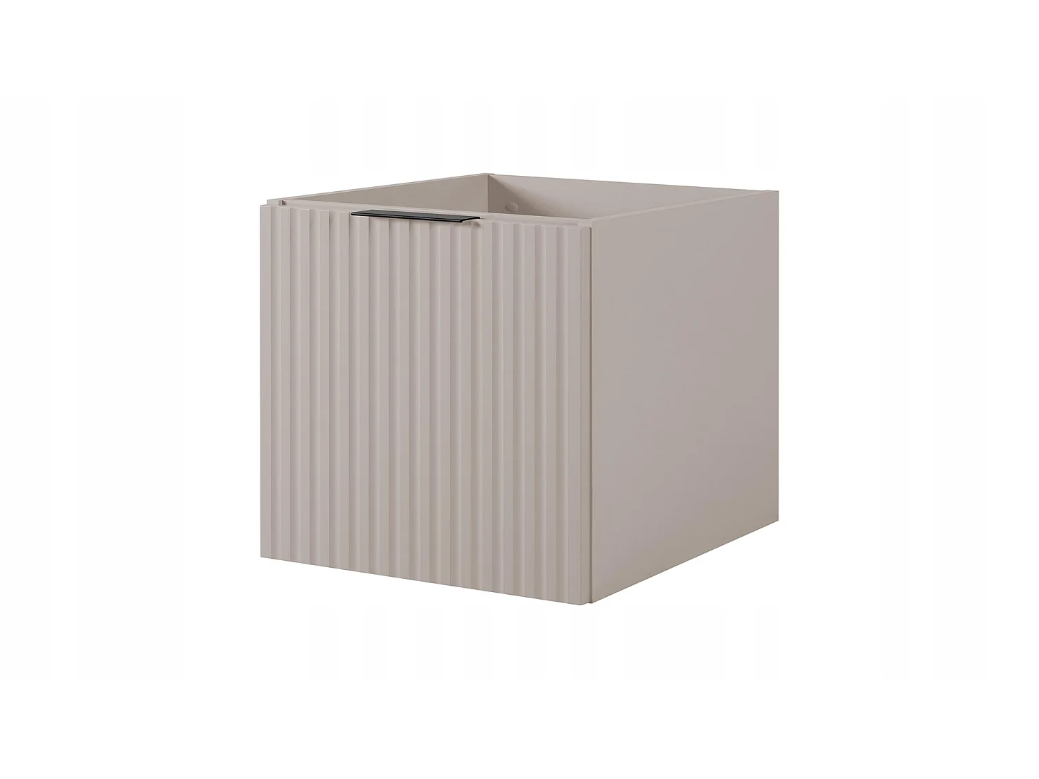 Waschbeckenunterschrank 120cm - Geriffelt Beige - weiße Platte & Regal – RODAN