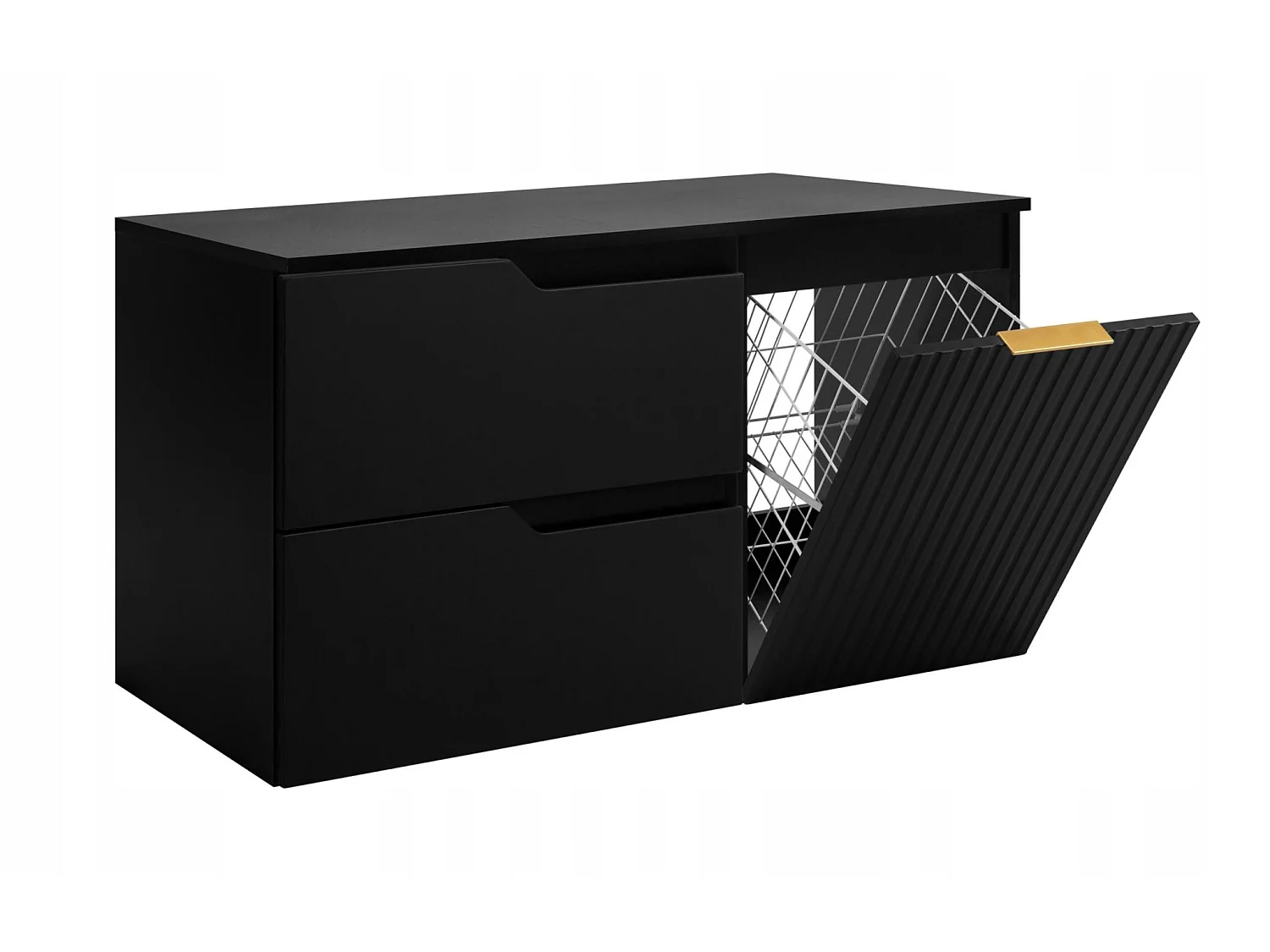 Meuble sous vasque 100cm - avec plan & panier à linge - Noir Mat – RODAN