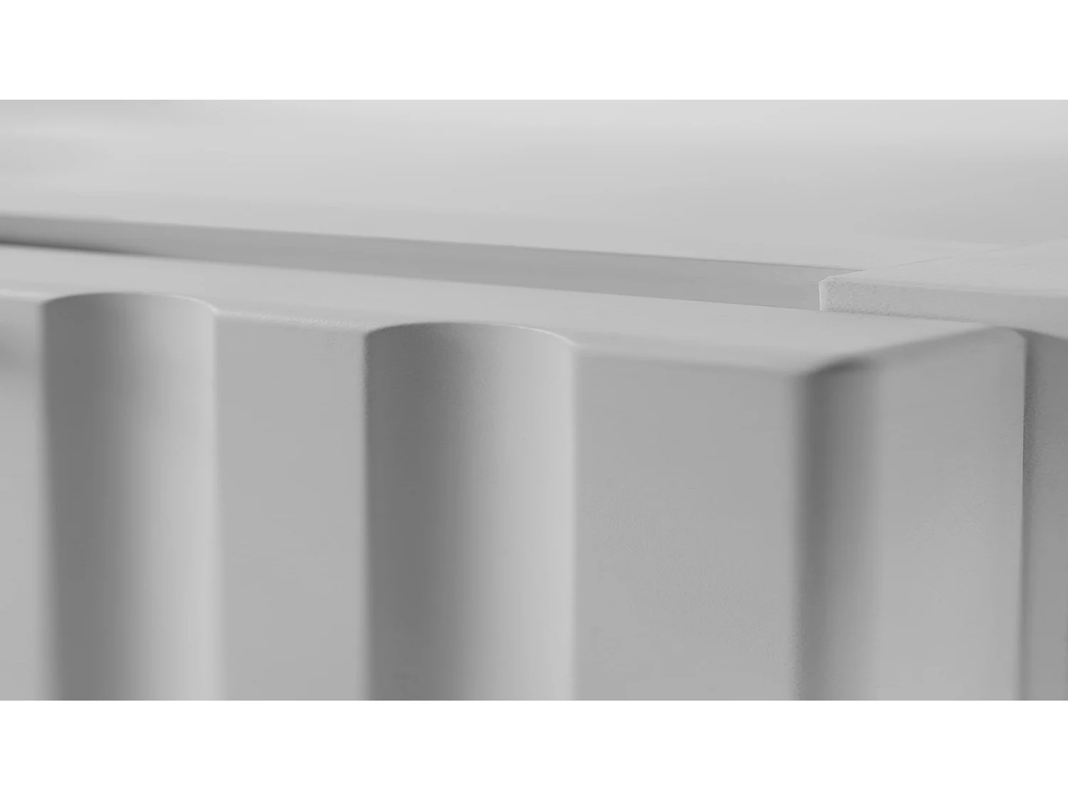 Waschbeckenunterschrank 140cm - Hängend - Geriffelt Weiß - braune Platte – RODAN